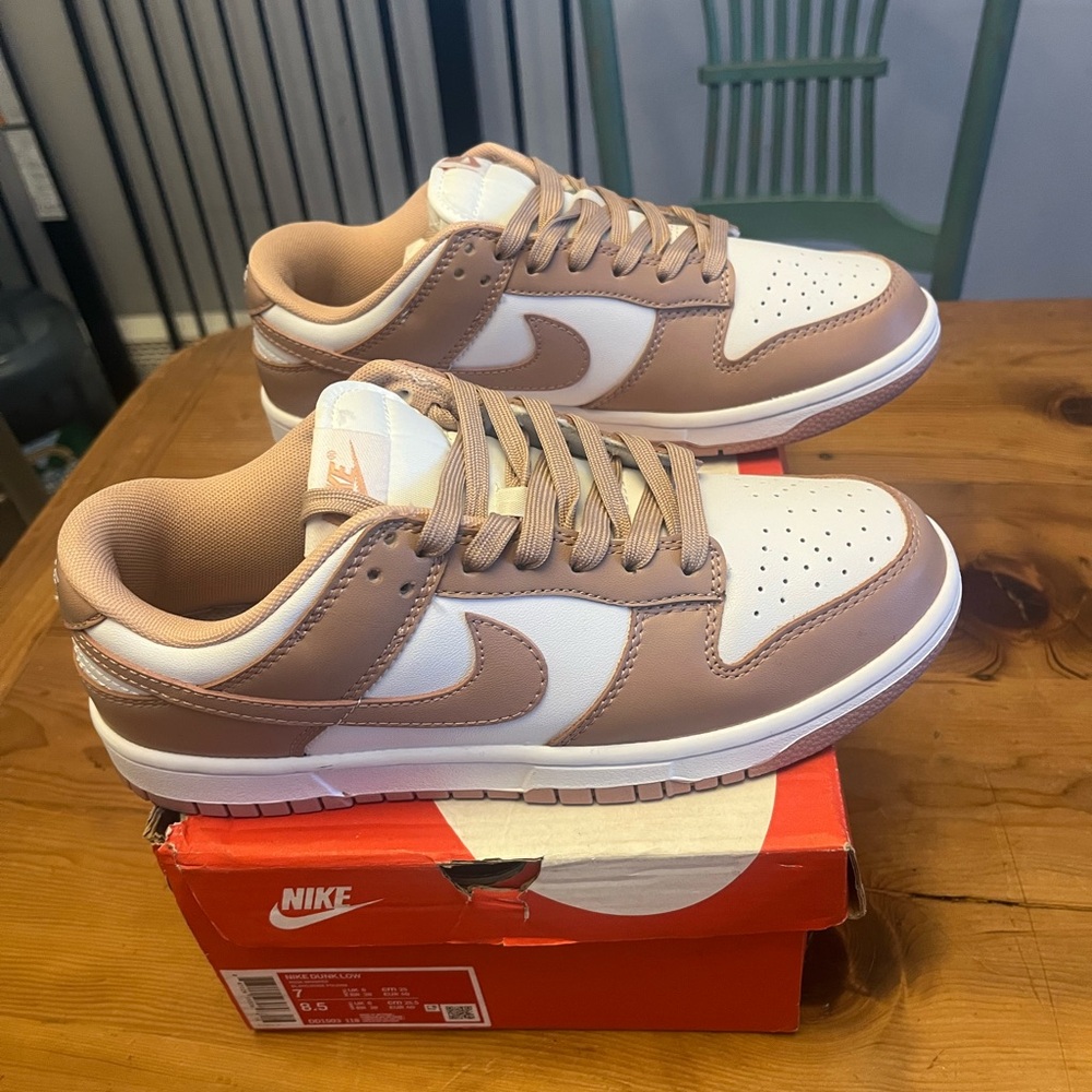 Nike Rose and White Sneakers: Women  size 8.5 and Men size 7